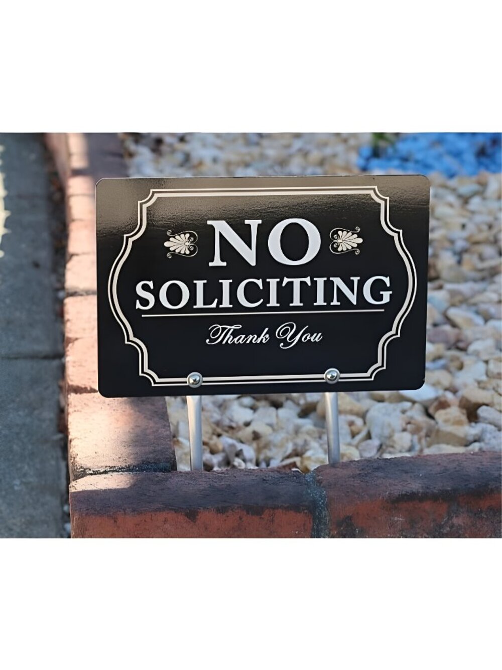 No Soliciting Sign for House, No Soliciting Yard Sign, 12" x 8", 14"